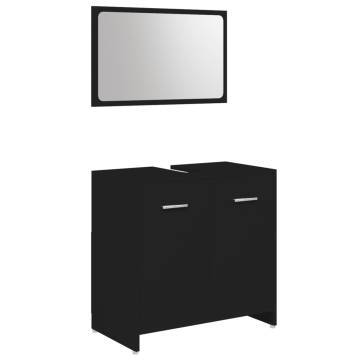 4 Piece Bathroom Furniture Set - Black Engineered Wood