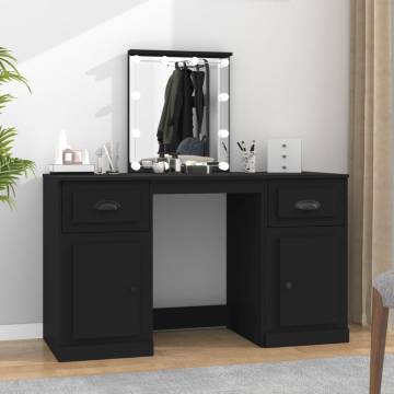 Stylish Black Dressing Table with LED Lights - 130x50 cm