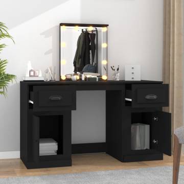 Stylish Black Dressing Table with LED Lights - 130x50 cm