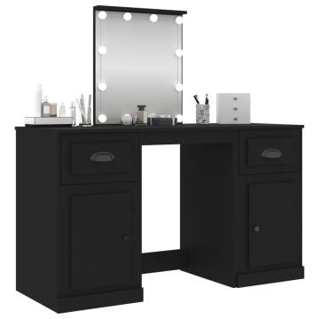 Stylish Black Dressing Table with LED Lights - 130x50 cm