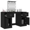 Stylish Black Dressing Table with LED Lights - 130x50 cm