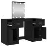 Stylish Black Dressing Table with LED Lights - 130x50 cm