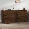 Classic Brown Oak Engineered Wood Sideboards - Set of 2