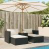 5 Piece Garden Sofa Set with Cushions - Black Poly Rattan