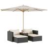 5 Piece Garden Sofa Set with Cushions - Black Poly Rattan