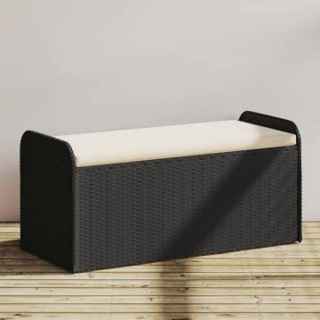 Black Storage Bench with Cushion - 115x51 cm Outdoor Storage