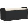 Black Storage Bench with Cushion - 115x51 cm Outdoor Storage