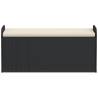 Black Storage Bench with Cushion - 115x51 cm Outdoor Storage