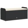 Black Storage Bench with Cushion - 115x51 cm Outdoor Storage