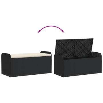 Black Storage Bench with Cushion - 115x51 cm Outdoor Storage