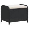 Garden Stool with Cushion - Black Poly Rattan - 58x46x46 cm