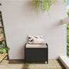 Garden Stool with Cushion - Black Poly Rattan - 58x46x46 cm