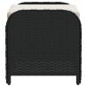 Garden Stool with Cushion - Black Poly Rattan - 58x46x46 cm