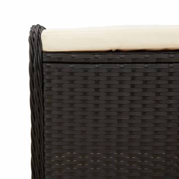 Garden Stool with Cushion - Black Poly Rattan - 58x46x46 cm