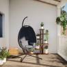 Hanging Egg Chair with Stand - Anthracite Fabric & Steel