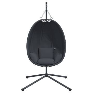 Hanging Egg Chair with Stand - Anthracite Fabric & Steel