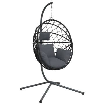 Hanging Egg Chair with Stand - Anthracite Rattan & Steel