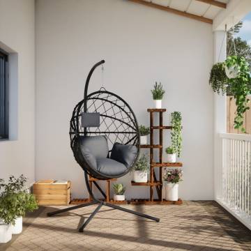 Hanging Egg Chair with Stand - Anthracite Rattan & Steel