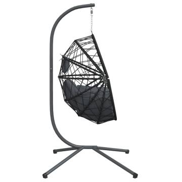 Hanging Egg Chair with Stand - Anthracite Rattan & Steel