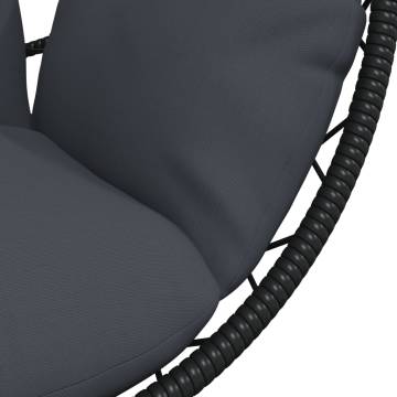 Hanging Egg Chair with Stand - Anthracite Rattan & Steel