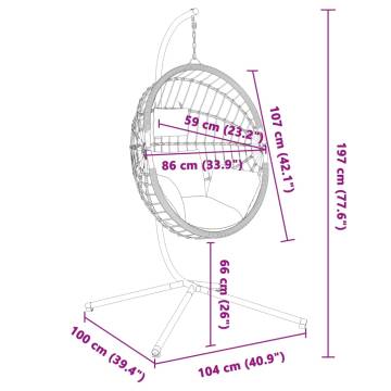 Hanging Egg Chair with Stand - Anthracite Rattan & Steel