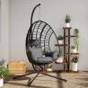 Hanging Egg Chair with Stand - Anthracite Rattan & Steel