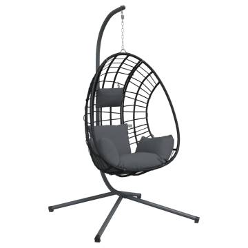 Hanging Egg Chair with Stand - Anthracite Rattan & Steel