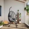 Hanging Egg Chair with Stand - Anthracite Rattan & Steel