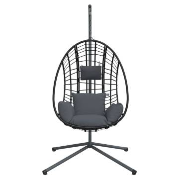 Hanging Egg Chair with Stand - Anthracite Rattan & Steel