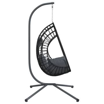 Hanging Egg Chair with Stand - Anthracite Rattan & Steel