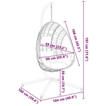 Hanging Egg Chair with Stand - Anthracite Rattan & Steel