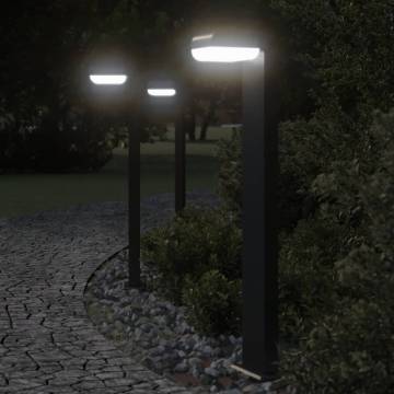 Outdoor Floor Lamps 3pcs Black - Die-cast Aluminium 80 cm