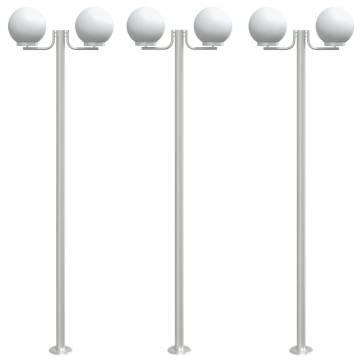 Outdoor Floor Lamps 3pcs Silver Stainless Steel - Durable & Stylish