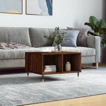 Brown Oak Coffee Table - 60x50 cm Stylish Engineered Wood