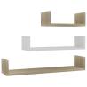 Wall Display Shelf Set - 3 pcs White & Sonoma Oak - Hipomarket