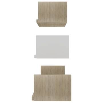 Wall Display Shelf Set - 3 pcs White & Sonoma Oak - Hipomarket