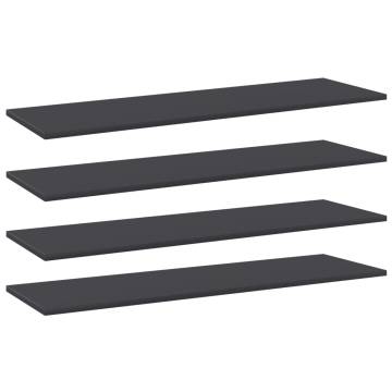 4 pcs Grey Bookshelf Boards - Engineered Wood 100x30x1.5 cm