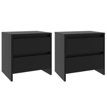 Elegant Black Bedside Cabinets - 2 pcs - Sturdy & Stylish