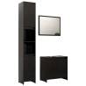 Stylish 3 Piece Bathroom Furniture Set - Black Engineered Wood