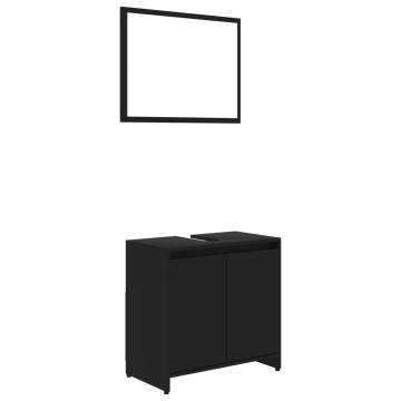 Stylish 3 Piece Bathroom Furniture Set - Black Engineered Wood