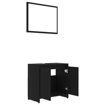 Stylish 3 Piece Bathroom Furniture Set - Black Engineered Wood