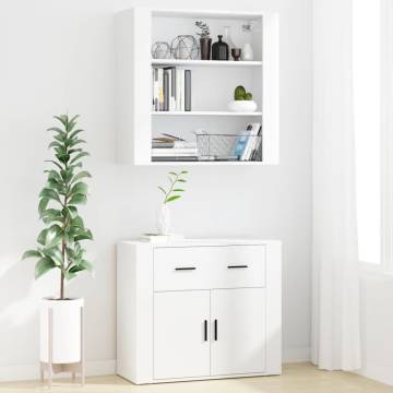 Stylish Highboard in White Engineered Wood | HipoMarket