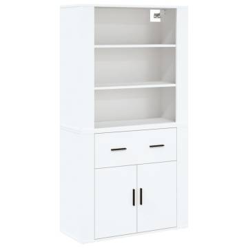 Stylish Highboard in White Engineered Wood | HipoMarket