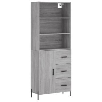 Elegant Highboard Grey Sonoma - 69.5x34x180 cm Engineered Wood