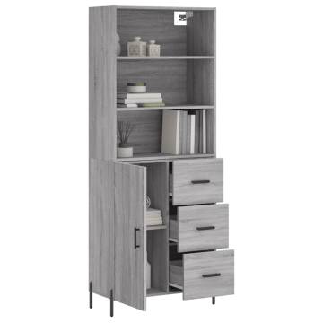 Elegant Highboard Grey Sonoma - 69.5x34x180 cm Engineered Wood