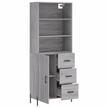 Elegant Highboard Grey Sonoma - 69.5x34x180 cm Engineered Wood