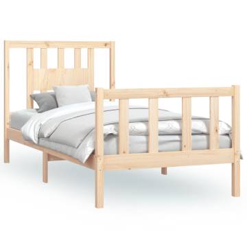 Wooden Bed Frame with Headboard - Solid Pine 90x200 cm