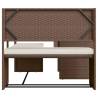 L-Shaped Garden Sofa with Table & Cushions - Brown Poly Rattan