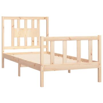 Wooden Bed Frame with Headboard - Solid Pine 90x200 cm