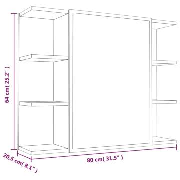 Bathroom Mirror Cabinet Smoked Oak 80x20.5x64 cm | Hipomarket